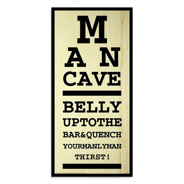 Wooden sign with black text on a white background