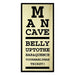 Wooden sign with black text on a white background