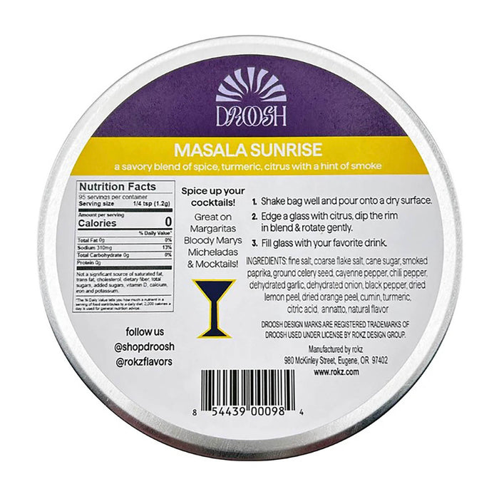 Round spice container label with 'Daxosh' branding and product details on a white background