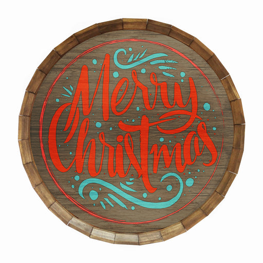 Merry Christmas Themed Barrel Top Tavern Sign