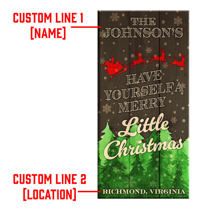Customizable Large Vintage Wooden Bar Sign - Merry Little Christmas