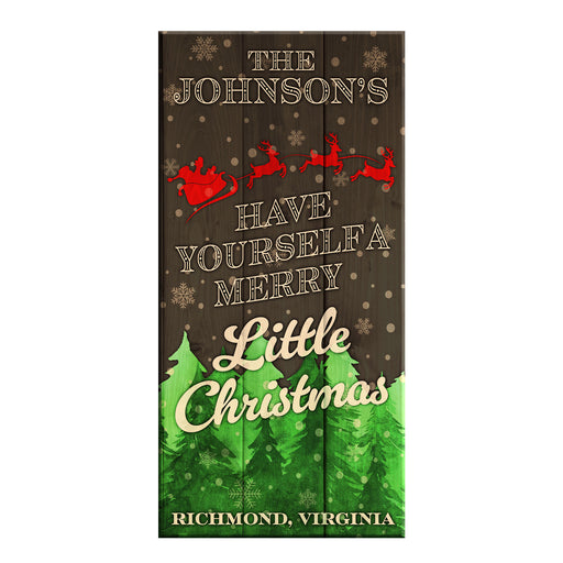 Customizable Large Vintage Wooden Bar Sign - Merry Little Christmas