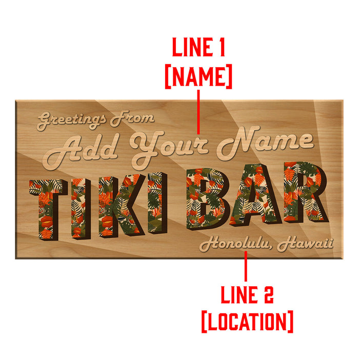 CUSTOMIZABLE Large Plank Sign - 11 3/4" x 23 3/4" - Tiki Bar - Neutral
