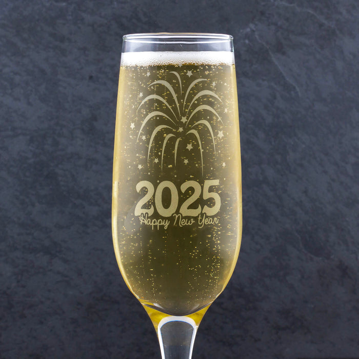 New Years Champagne Glass - 7.5oz Flute- 2025