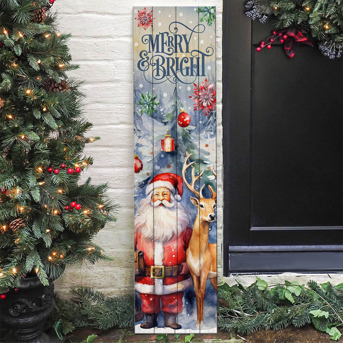 Christmas Themed Vertical Wood Plank Indoor / Outdoor Signs - Santa's Christmas Tree