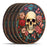 Wooden Round Coasters - Multiple Stained Glass Skulls Design 6