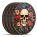 Wooden Round Coasters - Multiple Stained Glass Skulls Design 6