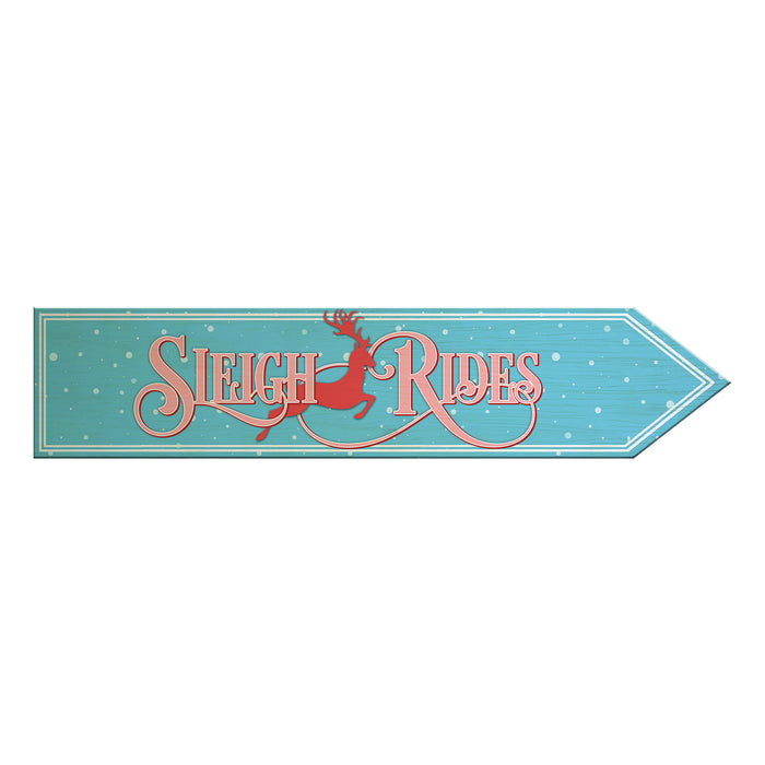 Christmas Wood Arrow Signs - Sleigh Rides Right