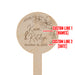 Wooden Planter Tag with engraved text and floral design on a white background