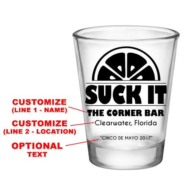 CUSTOMIZABLE - 1.75oz Clear Shot Glass - Suck It - 12 Count