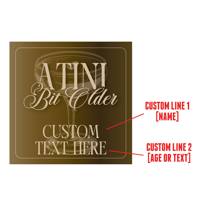 Decorative label with text customization options on a brown background