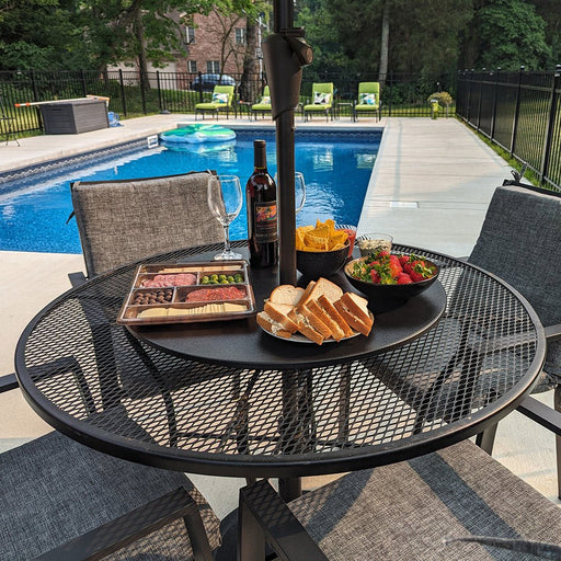 lazy susan for patio umbrella Tortuga Outdoor Silver Glass Outdoor with Hole Umbrella not included This 27 Outdoor Lazy Susan is 1.63 tall and made of high Handmade Patio Glass Lazy Susan