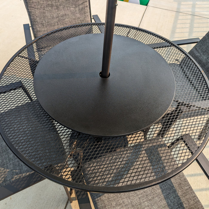 Outdoor Lazy Susan With Hold For Umbrella - Black