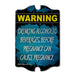 Warning sign about the dangers of drinking alcoholic beverages before pregnancy on a blue and black background.