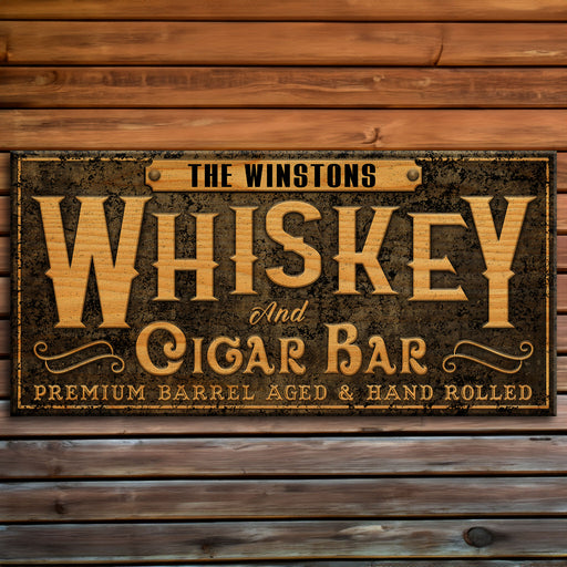 Customizable Large Vintage Wooden Bar Sign - Bar Sign - Whiskey Black