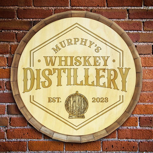 Custom Whiskey Distillery Themed Barrel Top Tavern Sign