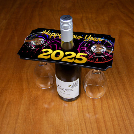 Wood Wine and Champagne Glass Caddy - 2025 New Years Eve