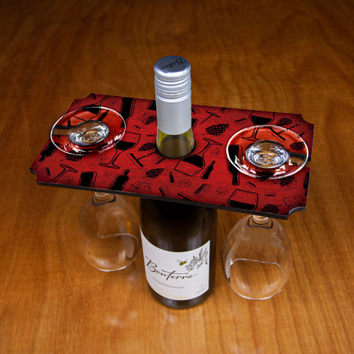 Wood Wine Glass Caddy - Wine Pattern