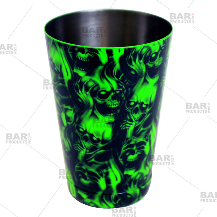 Cocktail Shaker Tin - Printed Designer Series - 18oz weighted - NEON GREEN Evil