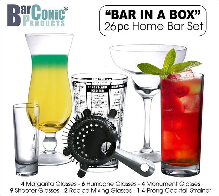 BarConic® “Bar in a Box” – 26 Piece Home Bar Set