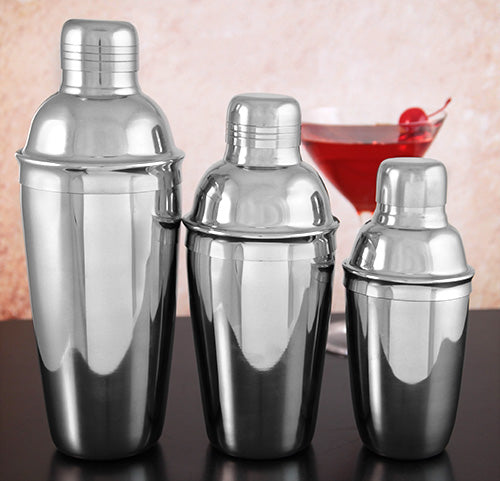 Cocktail Shaker - 3 Piece Deluxe - Stainless Steel 8 Ounce