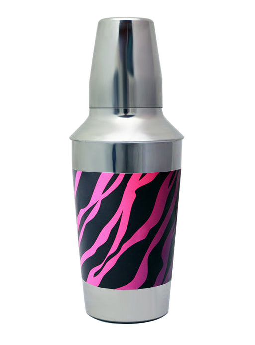 Designer 16oz. Cocktail Shaker - 3 Piece - Pink Zebra