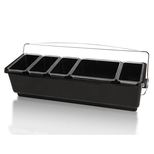 Roll Top Condiment Holder (Fruit Trays) with (4) 1-Quart and (1) 2-Quart Inserts
