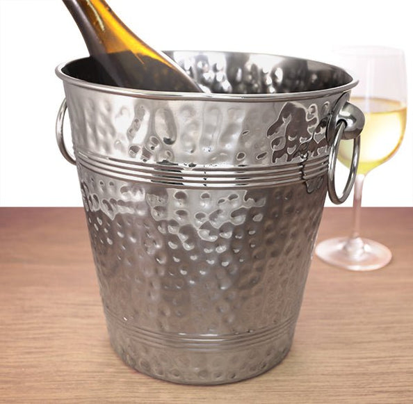 Stainless Steel Hammered Ice Bucket and Stand (Sold Separately) — Bar