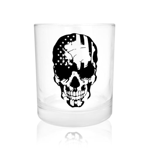 BarConic® Glassware -  Skull American Flag Old Fashioned Whiskey Glass - 10oz