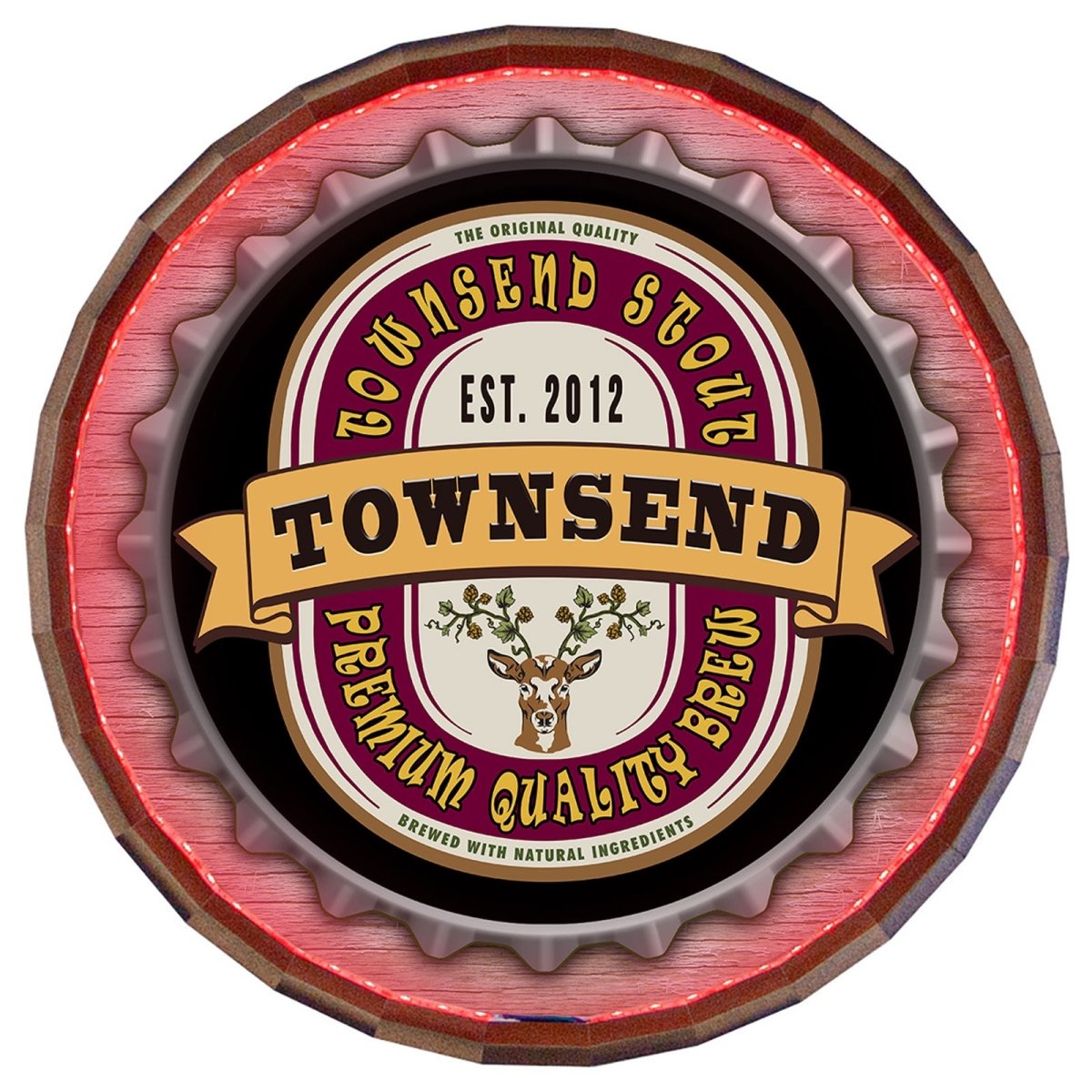 Custom LED Wood Barrel Top Sign - Bottlecap - Bar Products — Bar Products