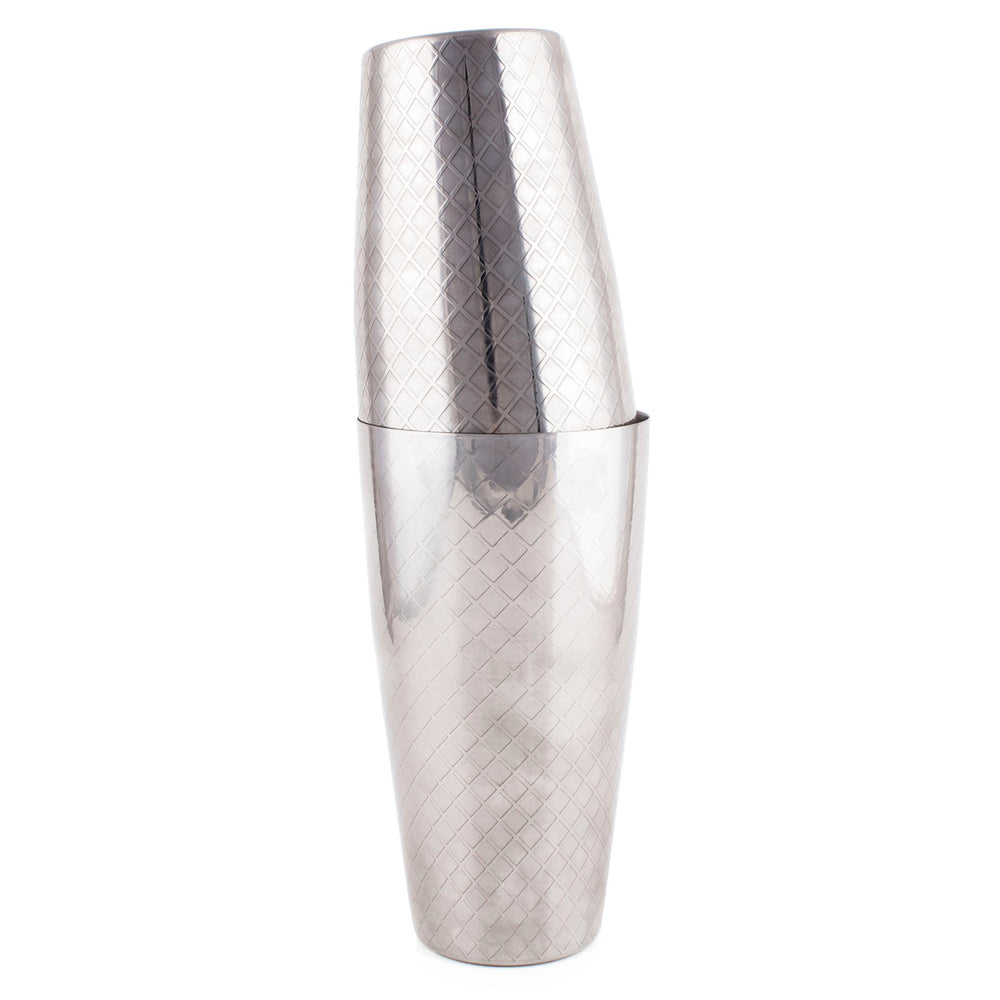BarConic® 2 Piece Diamond Shaker Set -  18 & 28 ounce - Stainless Steel