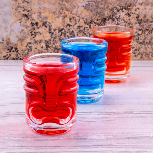 BarConic Tiki Shot Glass Set - Stackable - 12 Pack
