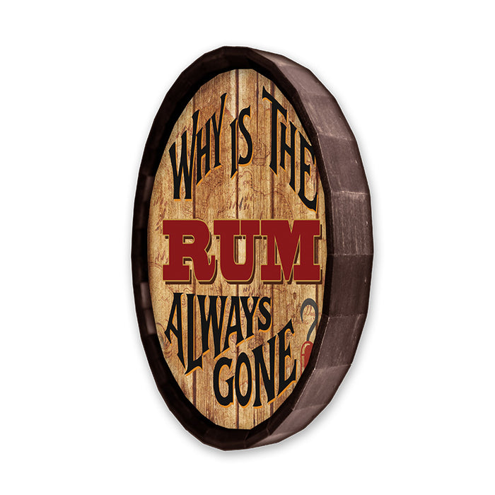 Why is the Rum Always Gone Barrel Top Tavern Sign