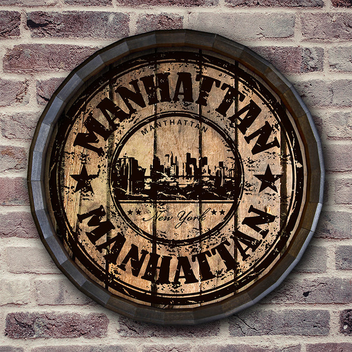Manhattan Stamp Barrel Top Tavern Sign