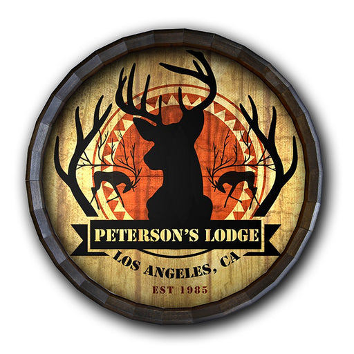 Custom Wood Barrel Top Sign – Deer Lodge
