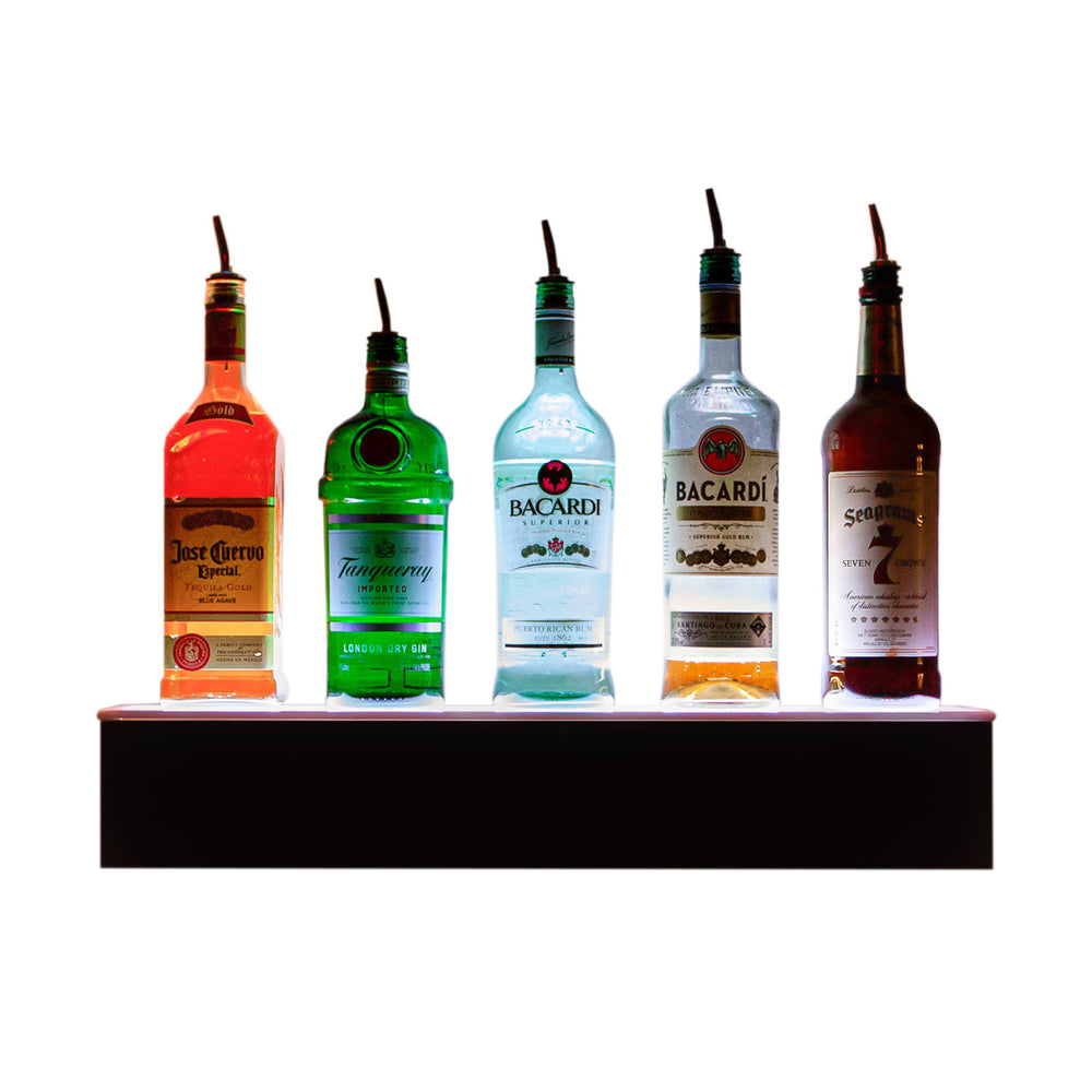 Barconic® Floating LED Liquor Bottle Display Shelf - 1 Tier (Step) - Black - Multi-Colored Lights - Several Lengths
