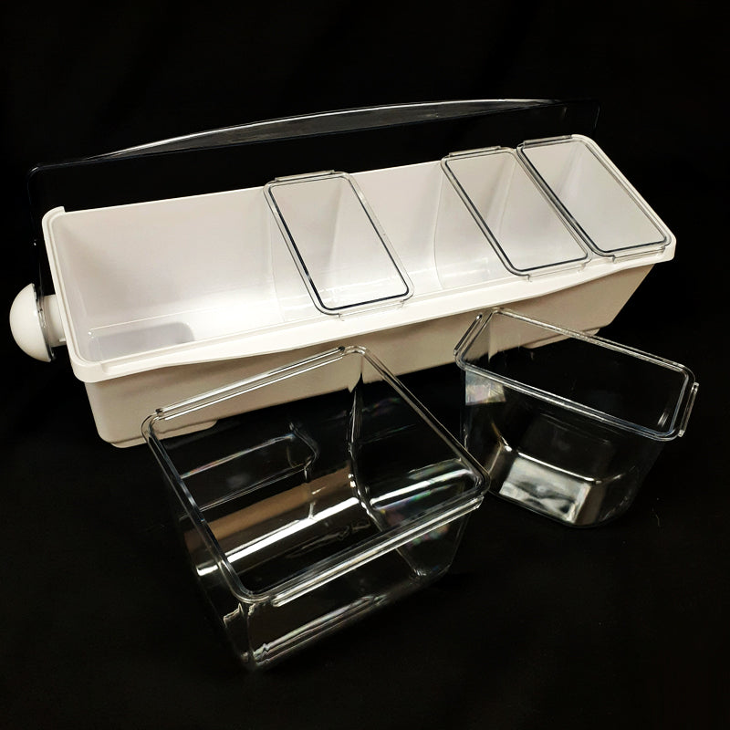 Stainless Steel Condiment Dispenser with 6 Plastic Tray Compartments and Clear