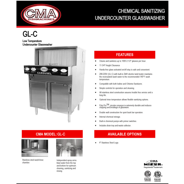 CMA Dishmachines GL-C Energy Mizer Glass Washer