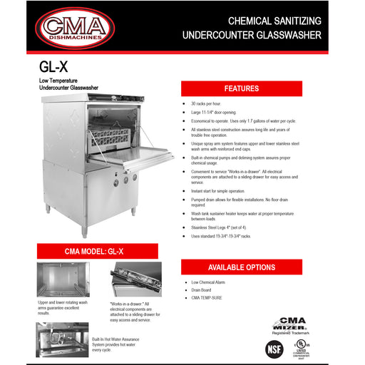 CMA LOW TEMP UNDER COUNTER GLASSWASHER WITH DELIMING SYSTEM