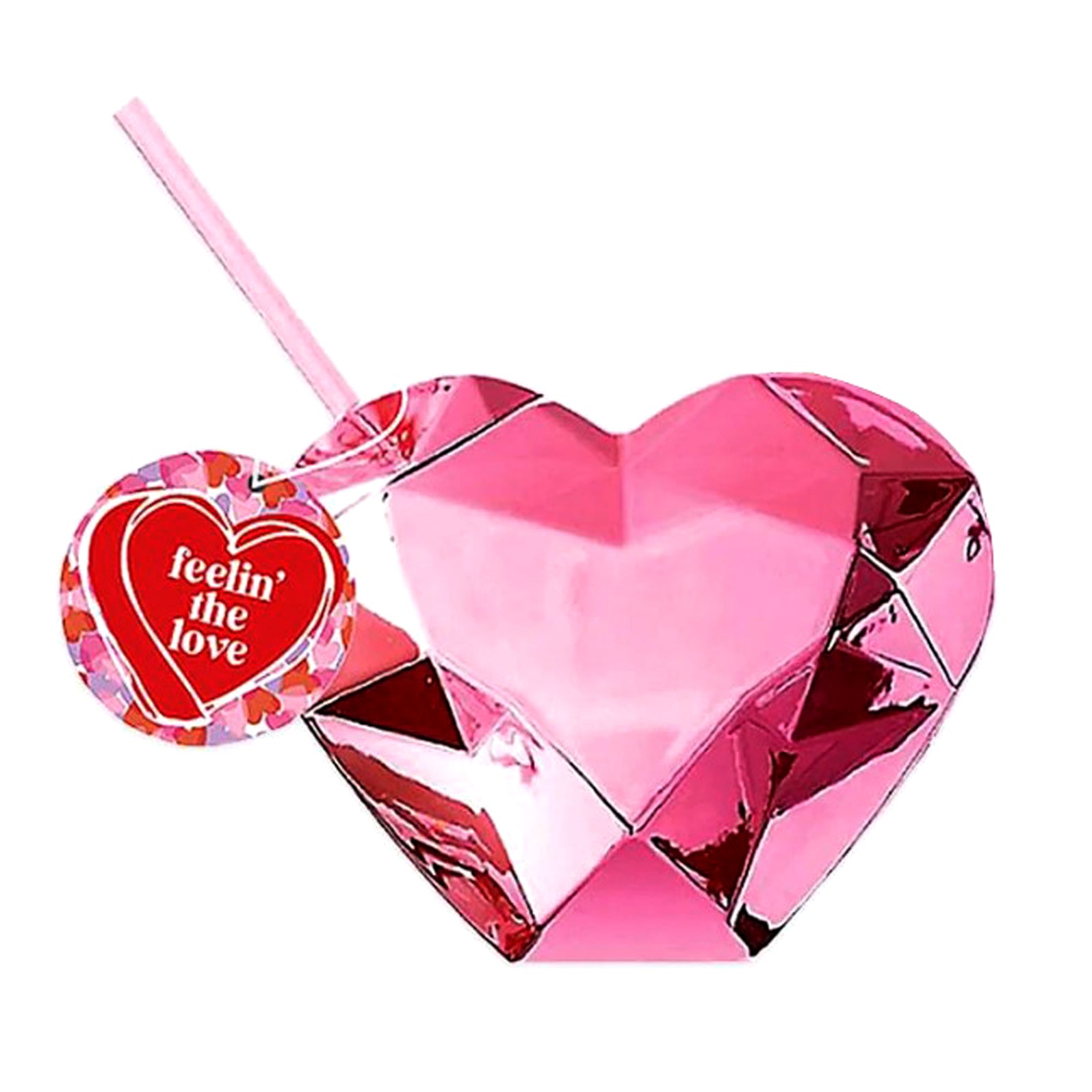 Pink Heart Shaped Novelty Cup w/Lid & Straw - 20 oz. — Bar Products