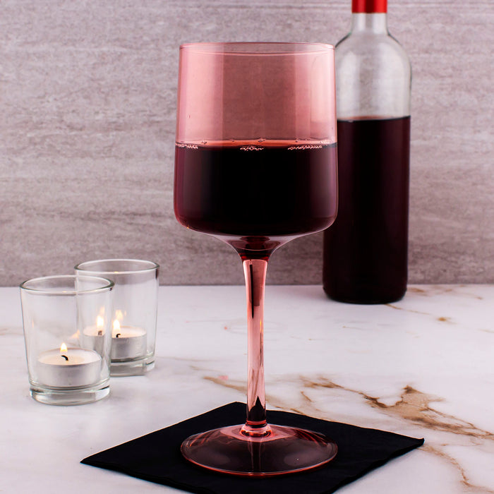Mid Century Wine Glass - Blush - 13.5 ounce