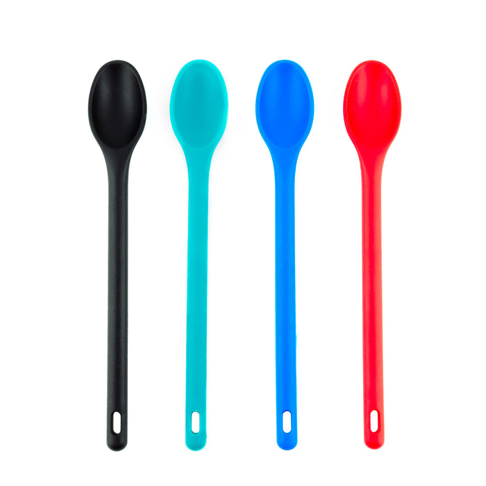 BarConic® Silicone Heat Resistant Spoon - Non Stick - 12 inch - Set of 4