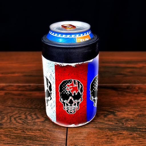 American Flag w/Skull Stainless Steel Can and Bottle Cooler - 12 Oz