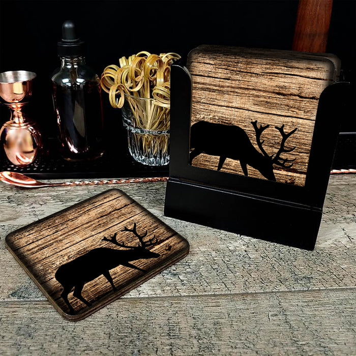 Wooden Square Coasters - Rustic Animal Theme - Set of 4 - Options Available