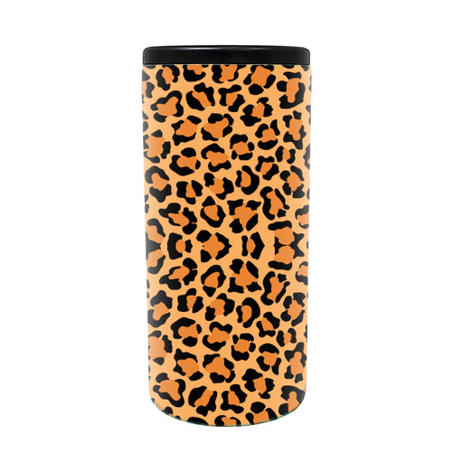 CHEETAH DESIGN STAINLESS STEEL CAN AND BOTTLE COOLER - 12 OZ - SLIM