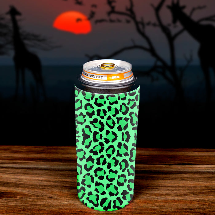 CHEETAH DESIGN STAINLESS STEEL CAN AND BOTTLE COOLER - 12 OZ - SLIM