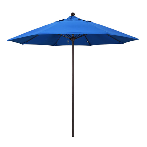 California Umbrella 9' Pole Push Lift SUNBRELLA With Bronze Aluminum Pole - Royal Blue Fabric