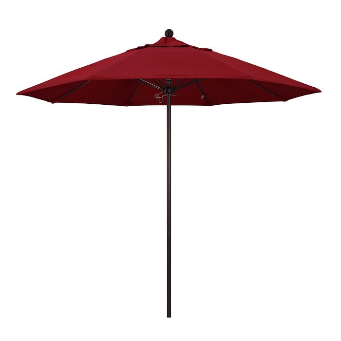 California Umbrella 9' Pole Push Lift SUNBRELLA With Bronze Aluminum Pole - Red Fabric
