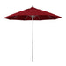 California Umbrella 9' Pole Push Lift SUNBRELLA With Silver Anodized Aluminum Pole - Red Fabric