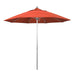 California Umbrella 9' Pole Push Lift SUNBRELLA With Silver Anodized Aluminum Pole - Sunset Fabric